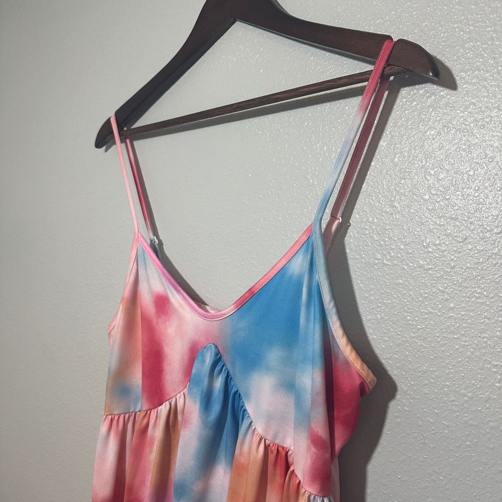 Shein Curve Tie Dye Babydoll Camisole Top Pink Blue Orange 0XL Plus Size